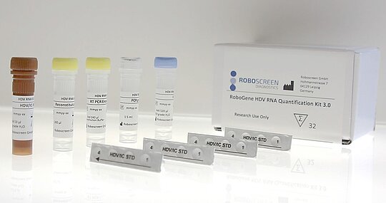 Diagnostic Kit for HDV RNA quantification with components shown